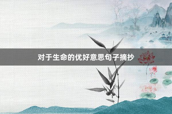 对于生命的优好意思句子摘抄